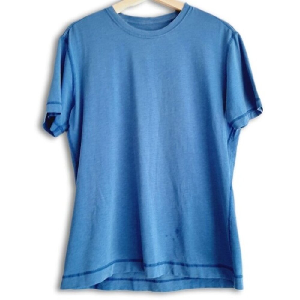LULULEMON Athletic Short Sleeve Tee Crewneck Bright Blue T-Shirt Sz 10 Flawed